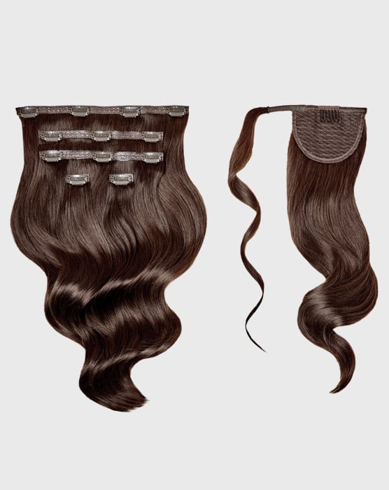 18" Half-Up Hair Set Clip-In Extensions - Espresso Brown