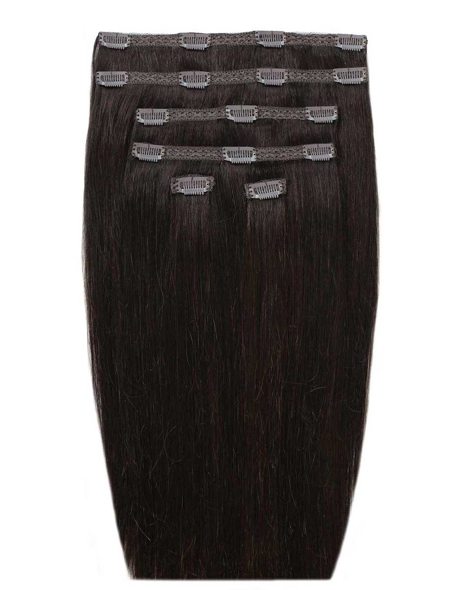 18 Double Hair Set Clip-In Extensions - Ebony"