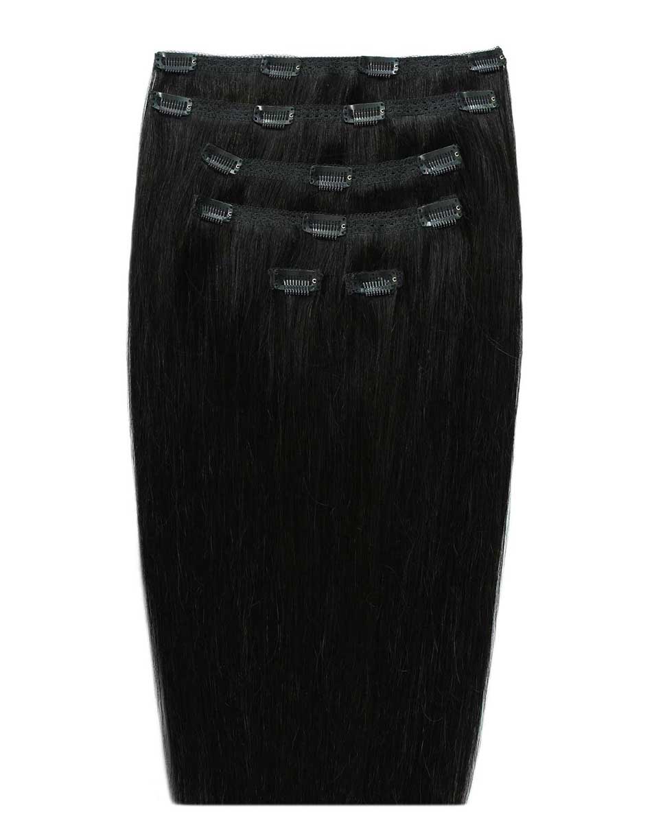 22 Double Hair Set Clip-In Extensions - Jet Set Black"