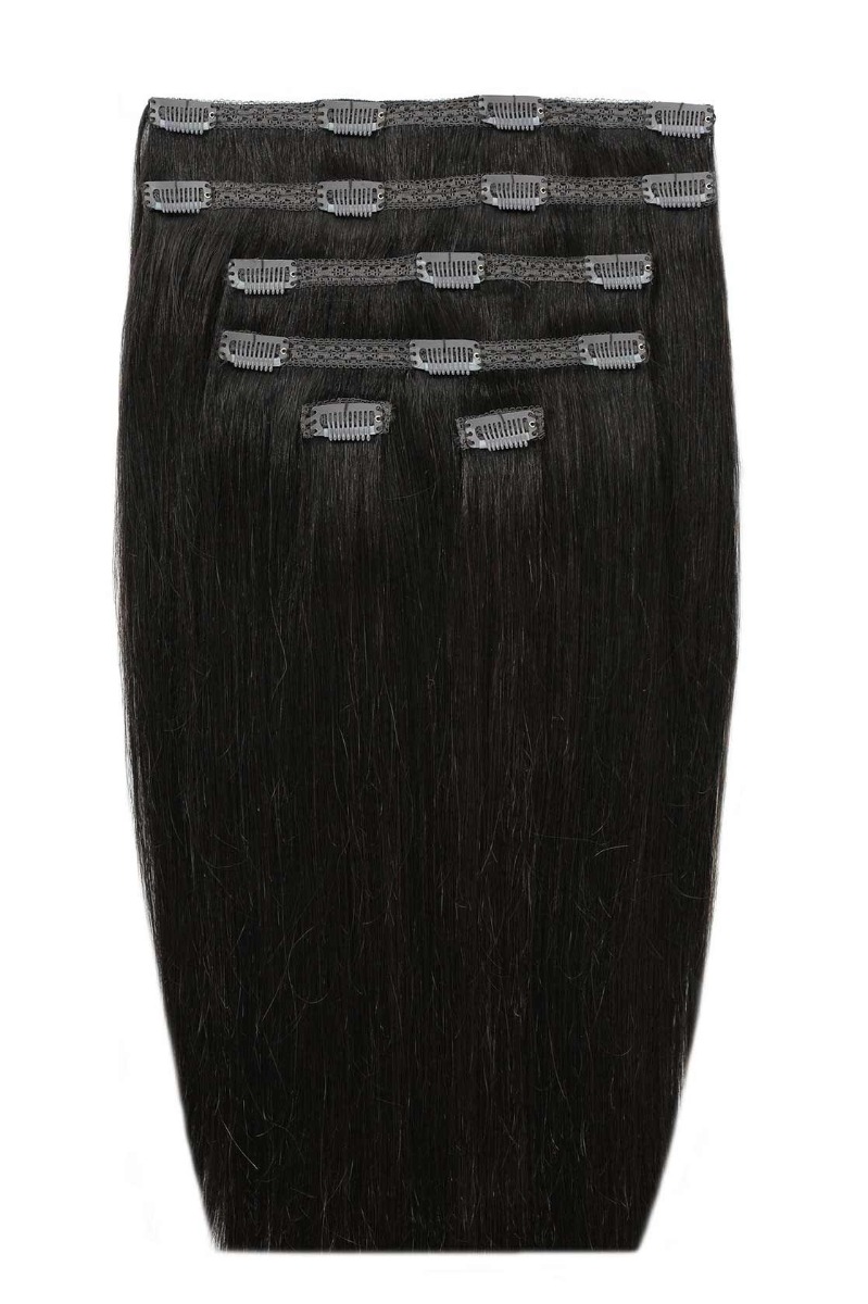 22 Double Hair Set Clip-In Extensions - Natural Black"