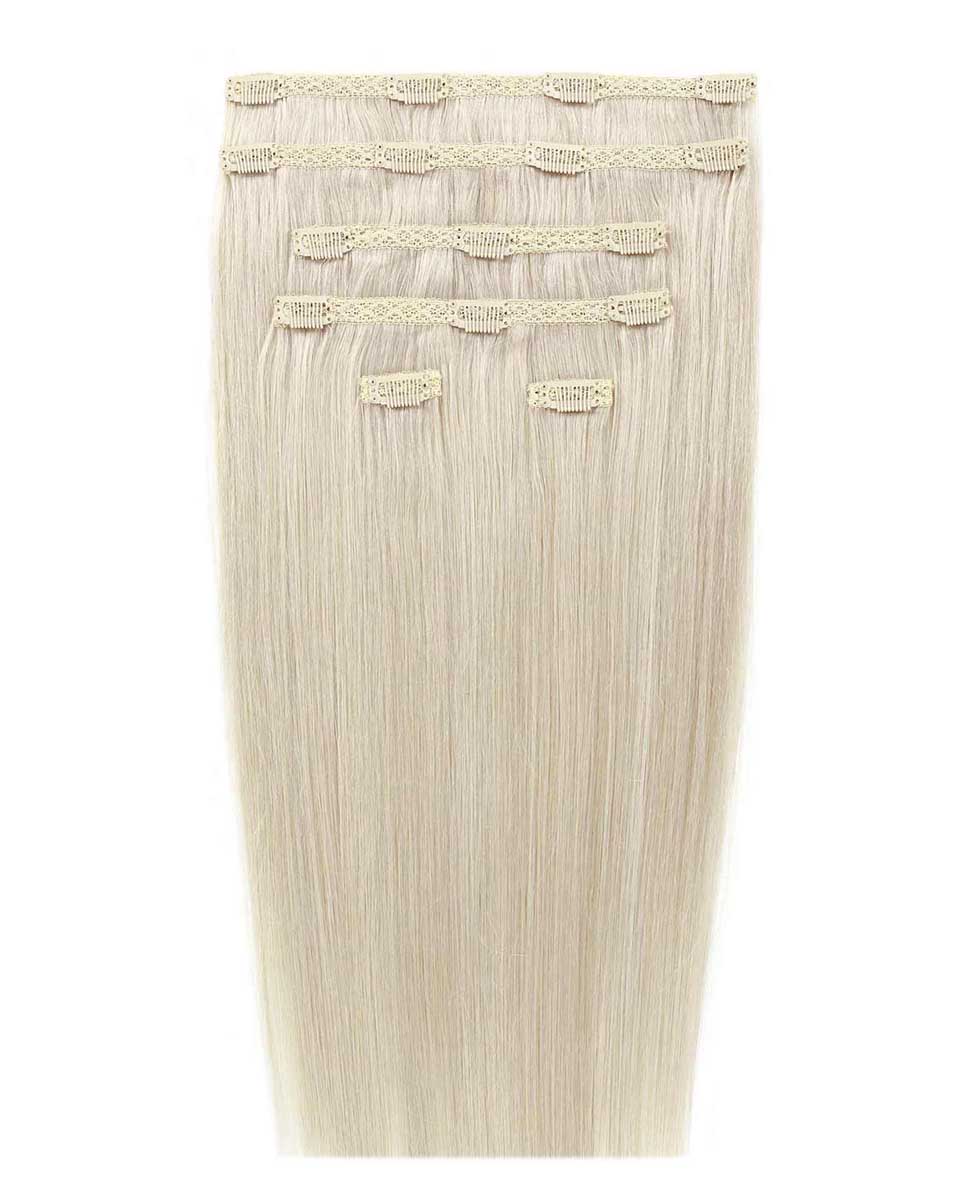 18 Double Hair Set Clip-In Extensions - Pure Platinum"