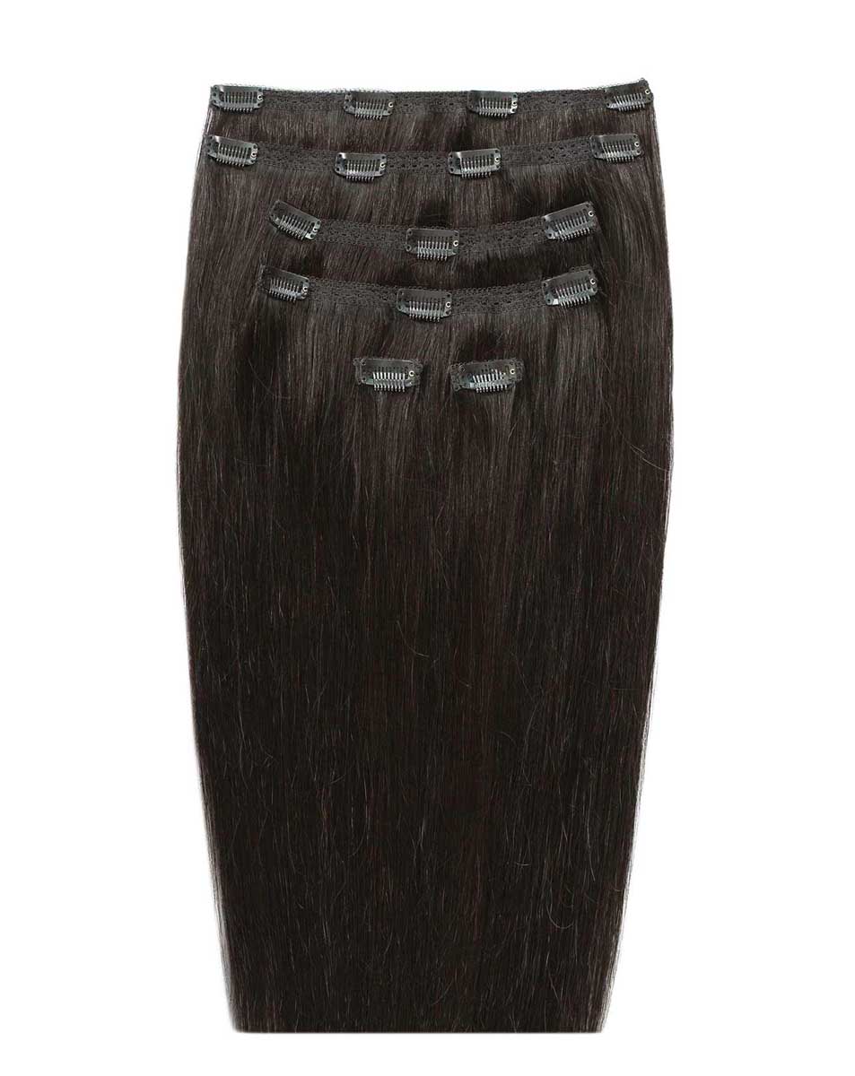 18 Double Hair Set Clip-In Extensions - Raven"