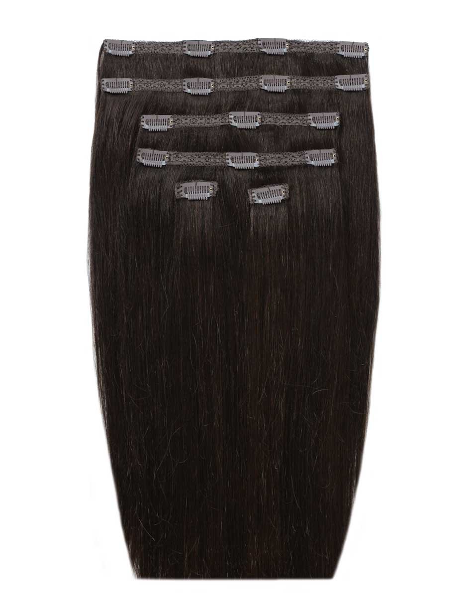 20 Double Hair Set Clip-In Extensions - Ebony"