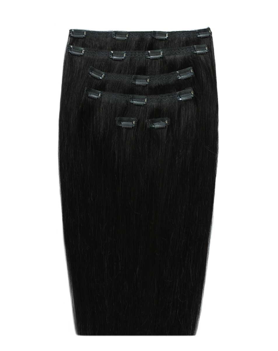 18 Double Hair Set Clip-In Extensions - Jet Set Black"