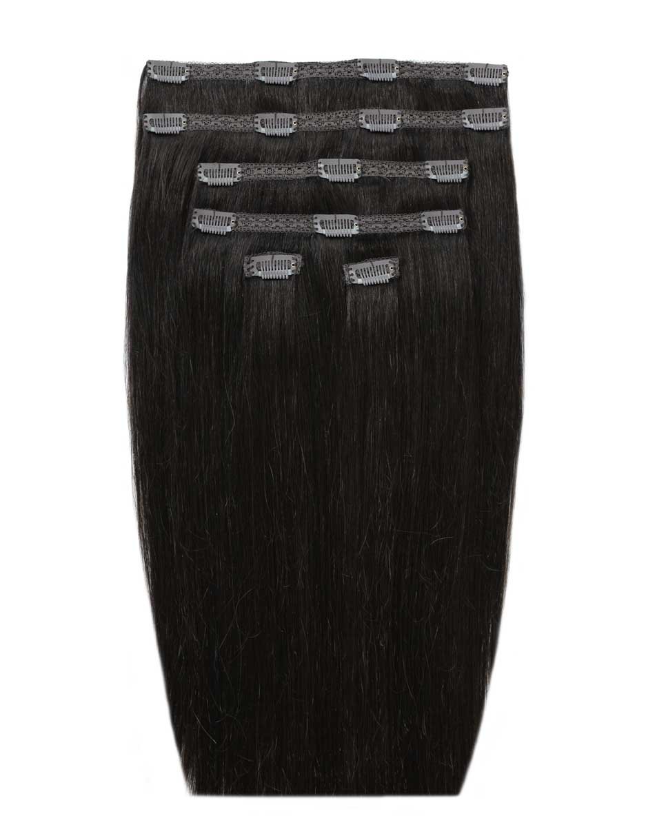 20 Double Hair Set Clip-In Extensions - Natural Black"