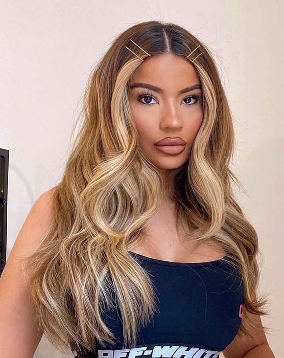 Tape in hair extensions blonde top