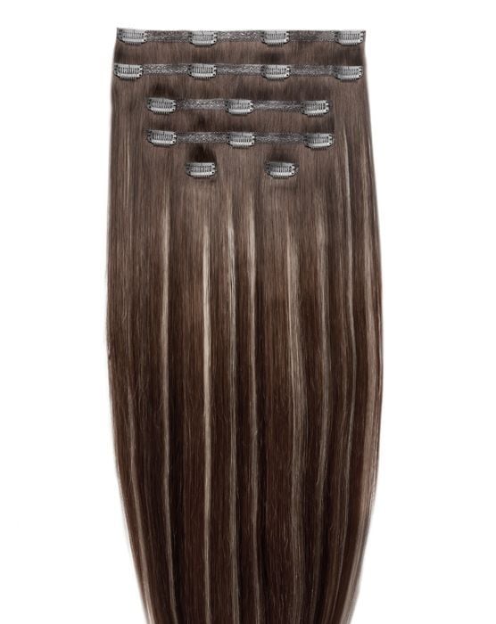 55cm Double Hair Set Clip In Extensions Sorrento Bronde