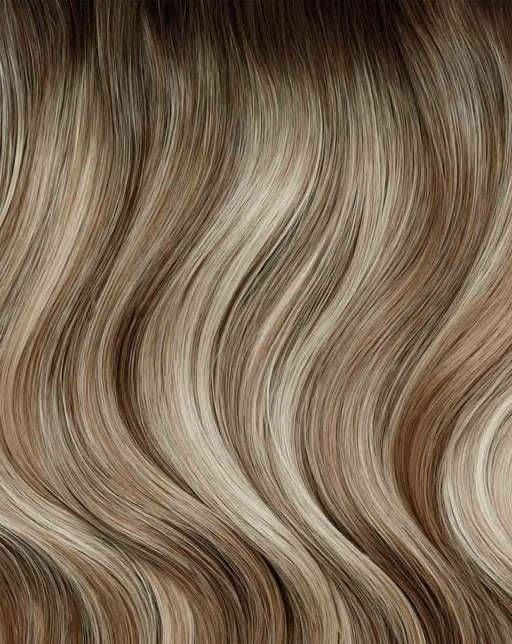 18" Double Hair Set Weft Clip-In Extensions - Mocha Melt