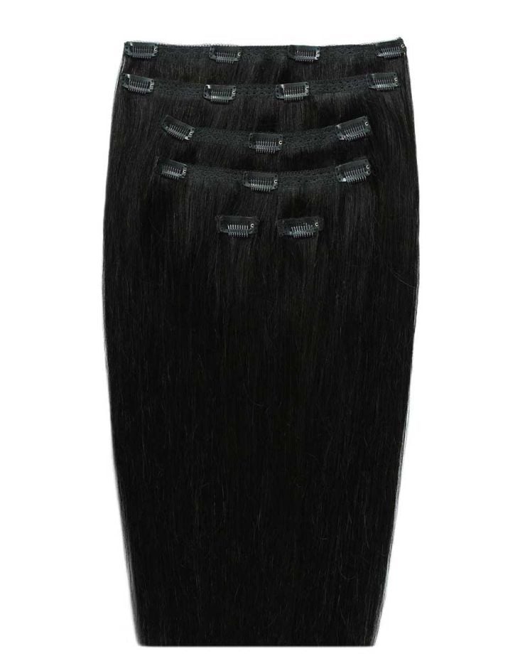 22" Double Hair Set Clip-In Extensions - Jet Set Black