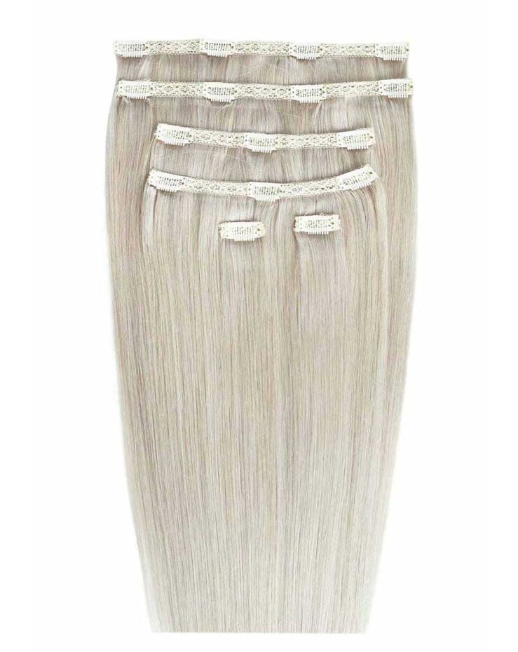 18" Double Hair Set Clip-In Extensions - Silver