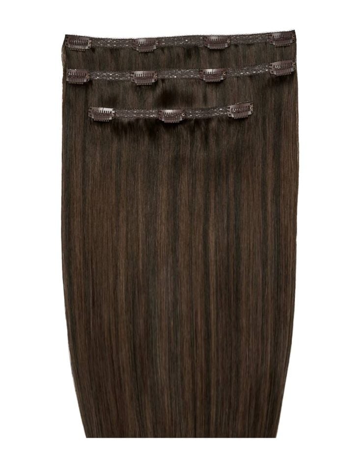 55cm Double Hair Set Clip-In Extensions - Roast Chestnut