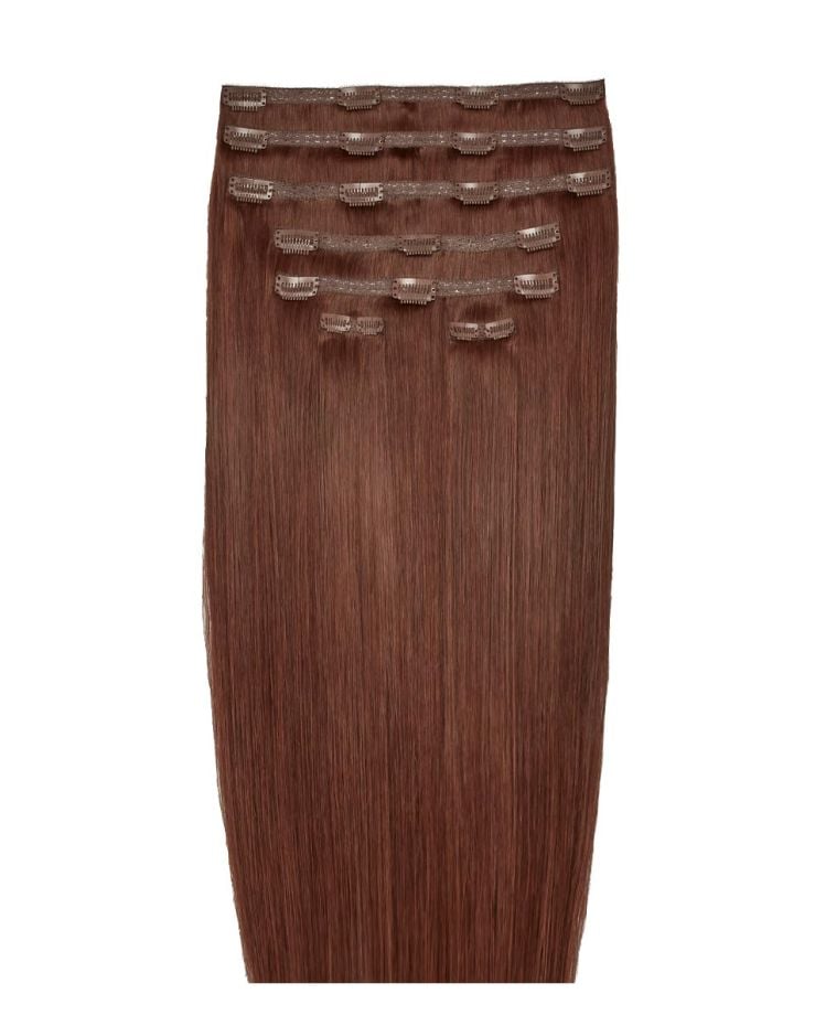65cm Double Hair Set Clip-In Extensions - Crimson