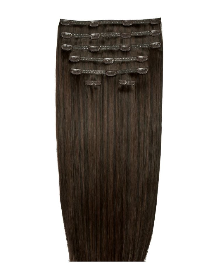 65cm Double Hair Set Clip-In Extensions - Roast Chestnut
