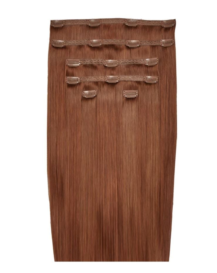 18" Double Hair Set Clip-In Extensions - Amber