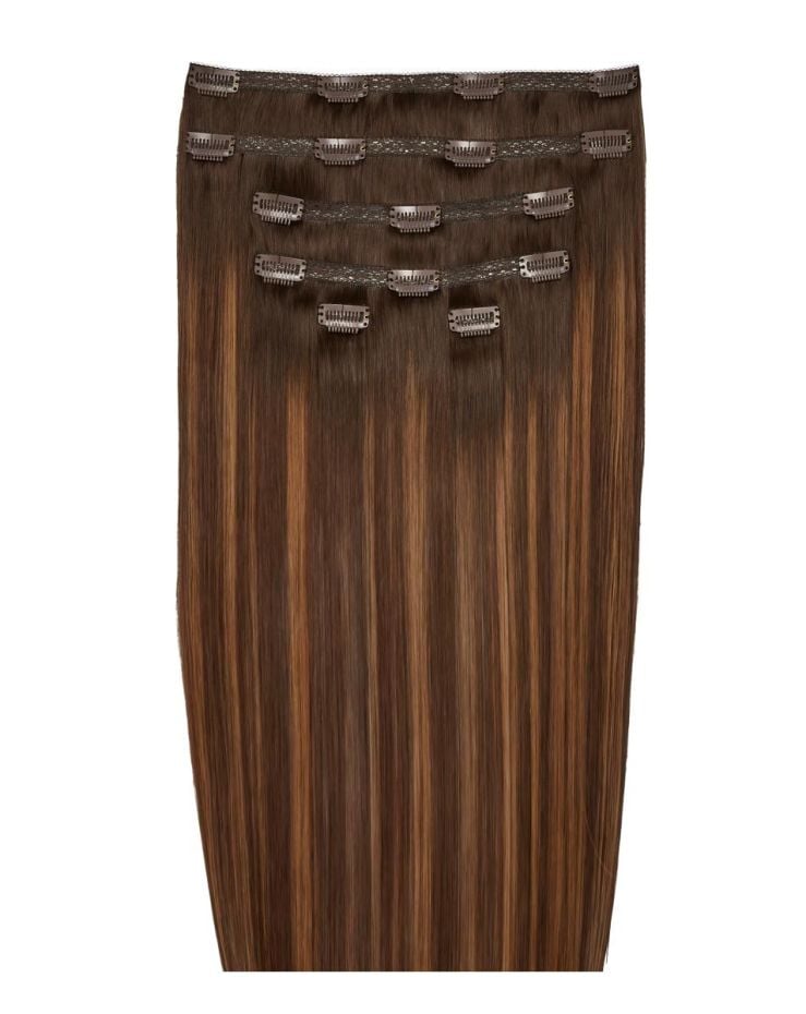 20" Double Hair Set Clip-In Extensions - Cinnamon Melt