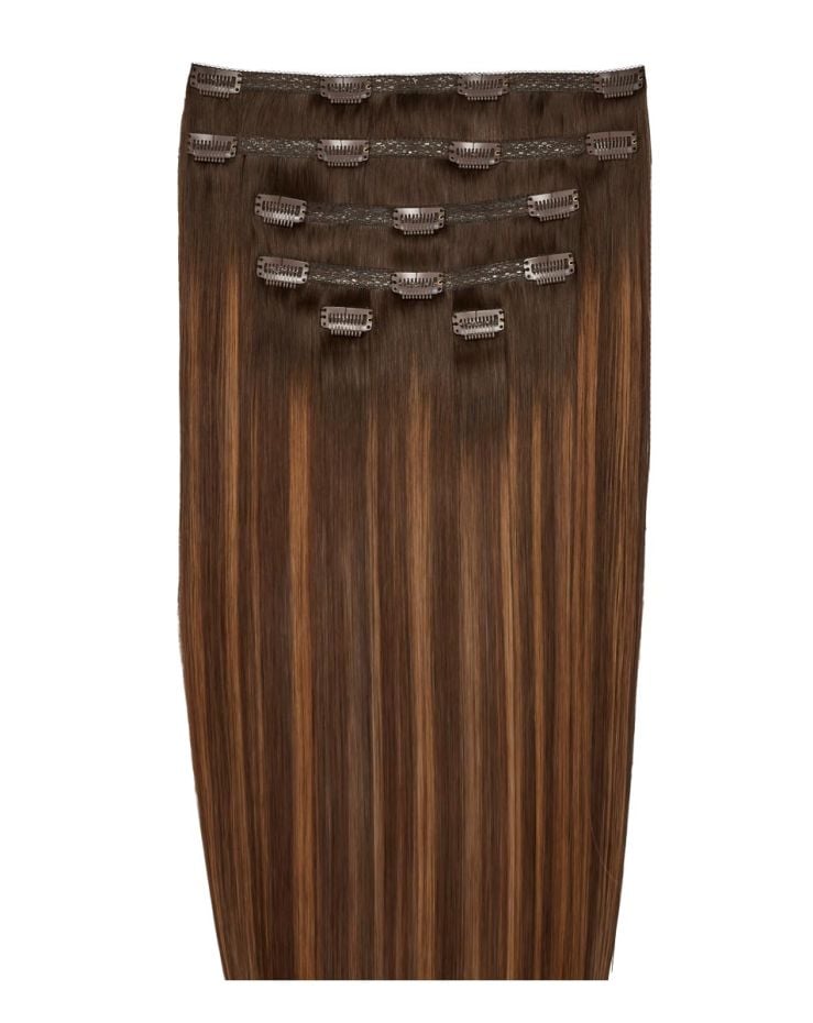 18" Double Hair Set Clip-In Extensions - Cinnamon Melt
