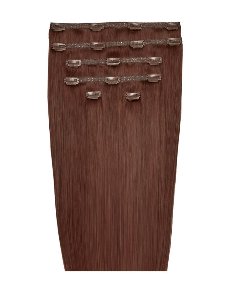 18" Double Hair Set Clip-In Extensions - Crimson