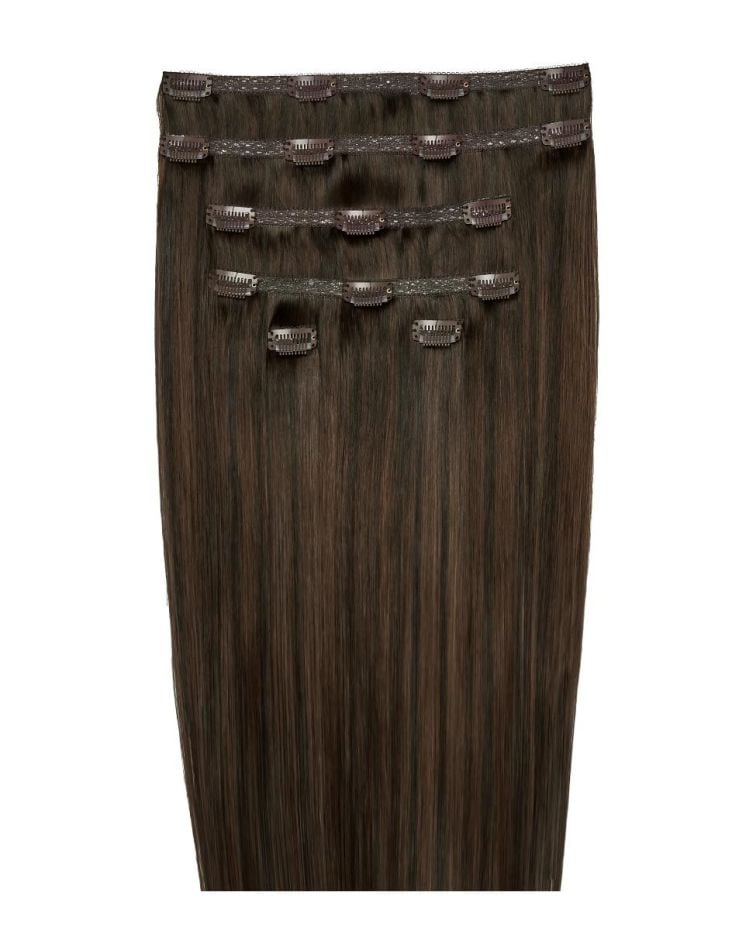 50cm Double Hair Set Clip-In Extensions - Roast Chestnut