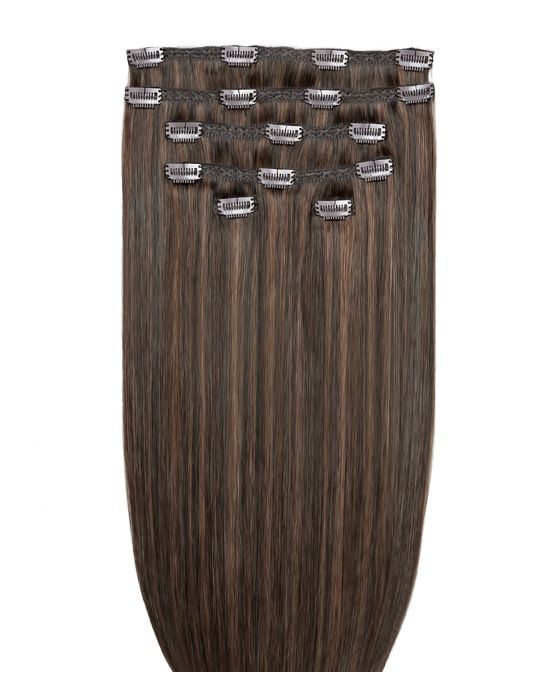 18" Double Hair Set Clip-In Extensions - Espresso Brown