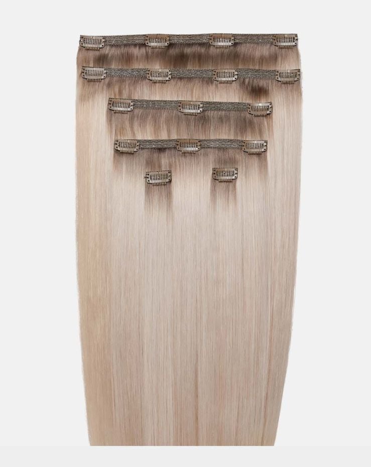 18" Double Hair Set Clip-In Extensions - Glacier Blonde