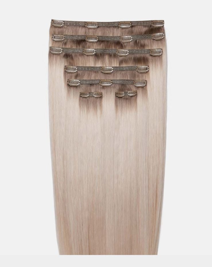 26" Double Hair Set Clip-In Extensions - Glacier Blonde