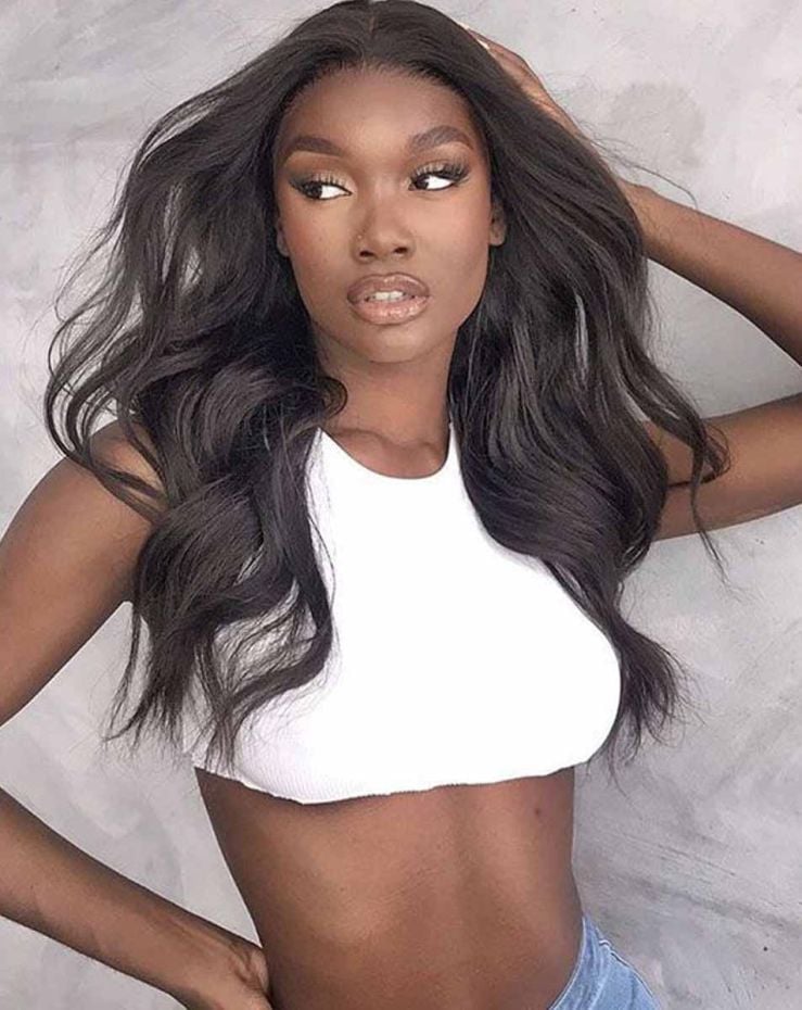 18" Double Hair Set Clip-In Extensions - Ebony