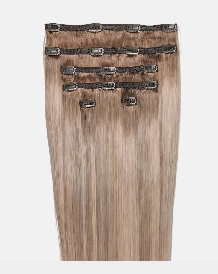 20" Double Hair Set Clip-In Extensions - Cashmere Blonde