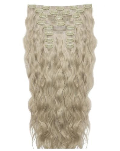 18" Beach Wave Double Hair Set Clip-In Extensions - Barley Blonde