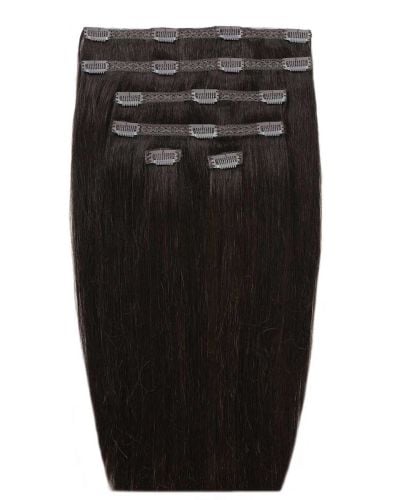 18" Double Hair Set Clip-In Extensions - Ebony