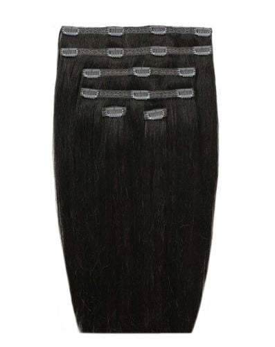 22" Double Hair Set Clip-In Extensions - Natural Black