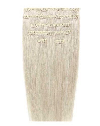 18" Double Hair Set Clip-In Extensions - Pure Platinum