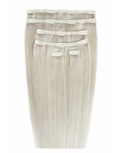 18" Double Hair Set Clip-In Extensions - Silver