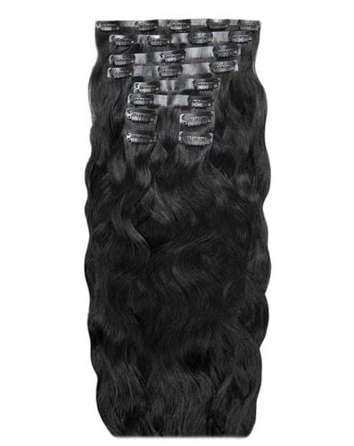18" Beach Wave Double Hair Set Clip-In Extensions - Jet Set Black