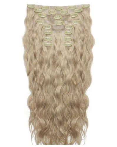 18" Beach Wave Double Hair Set Clip-In Extensions - Bohemian Blonde