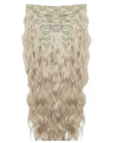 22" Beach Wave Double Hair Set Clip-In Extensions - Champagne Blonde