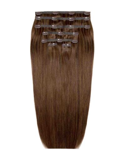 22" Double Hair Set Clip-In Extensions - Chocolate