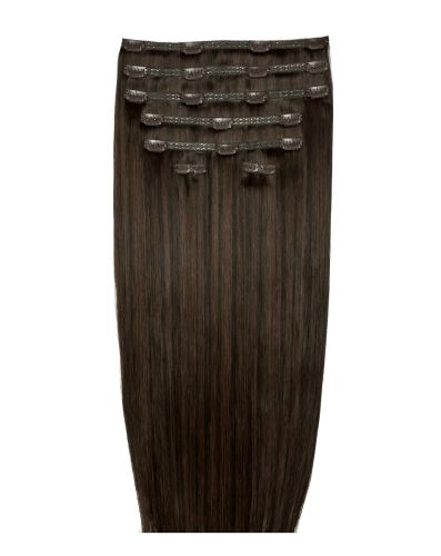 26" Double Hair Set Clip-In Extensions - Roast Chestnut