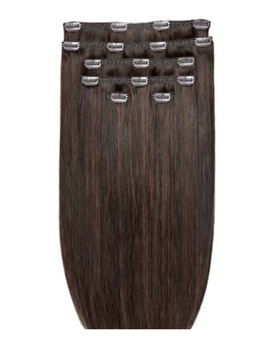 22" Double Hair Set Clip-In Extensions - Dark Chocolate