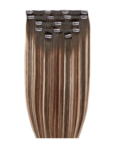 22" Double Hair Set Clip-In Extensions - Walnut
