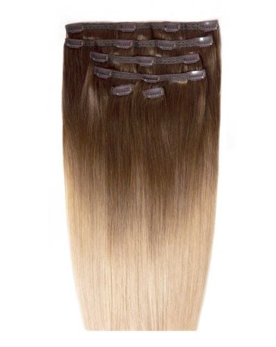 22" Double Hair Set Clip-In Extensions - High Contrast Warm
