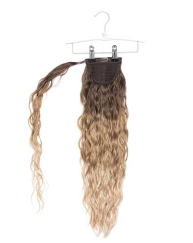 20" Clip-in Beach Wave Invisi® Ponytail - High Contrast Warm