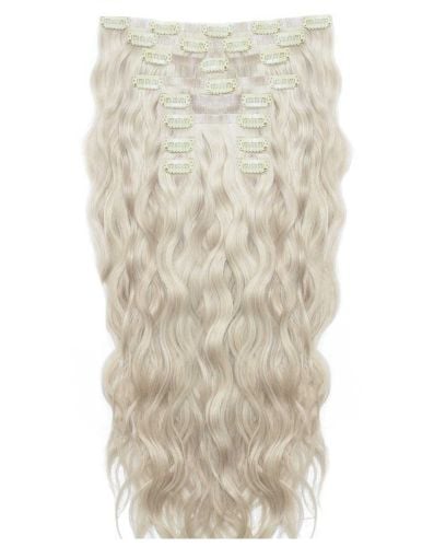 22" Beach Wave Double Hair Set Clip-In Extensions - Iced Blonde