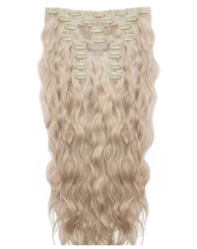 18" Beach Wave Double Hair Set Clip-In Extensions - L.A. Blonde