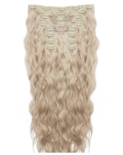 22" Beach Wave Double Hair Set Clip-In Extensions - L.A. Blonde