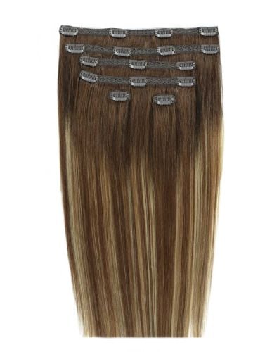 45cm Double Hair Set Clip-In Extensions - Mocha Melt