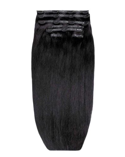 26" Double Hair Set Clip-In Extensions - Natural Black
