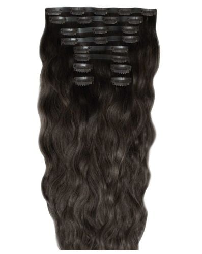 22" Beach Wave Double Hair Set Clip-In Extensions - Raven