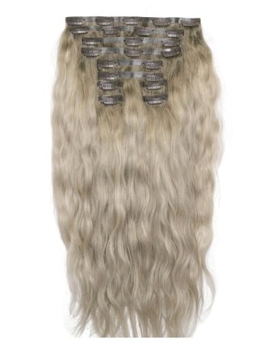 22" Beach Wave Double Hair Set Clip-In Extensions - Scandinavian Blonde