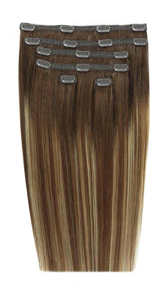 Double Wefted Full Head Clip Hair Extensions - Espresso Melt