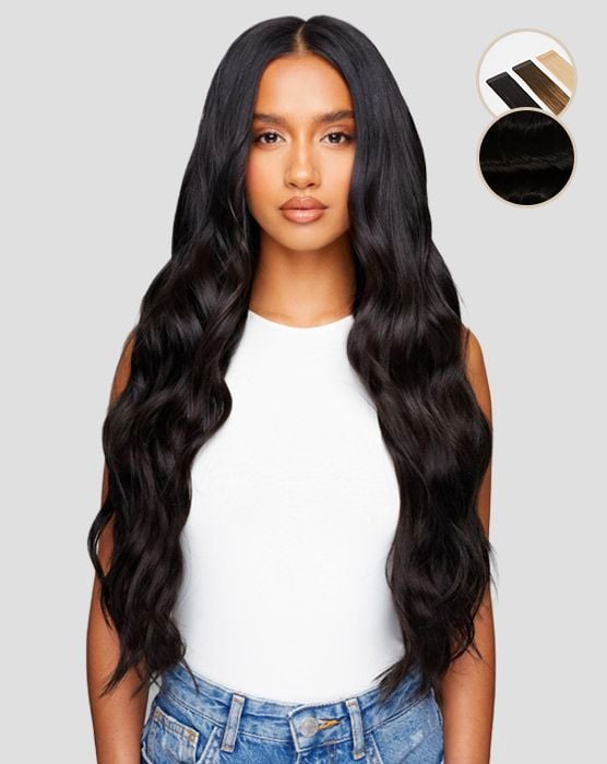 22 Inch Slim Line Tape Extensions Natural Black Beauty Works